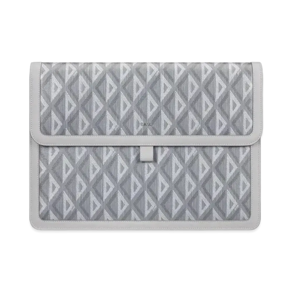 Dior Hit The Road A4 Pouch Flap CD Diamond Canvas "Gray"