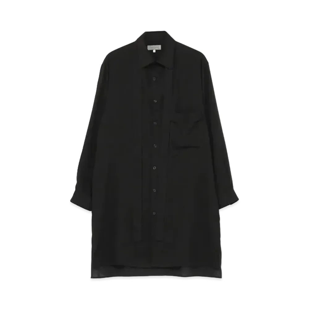 Yohji Yamamoto Pour Homme CELLULOSE LAWN LONG DESIGNED COLLAR BLOUSE "Black"
