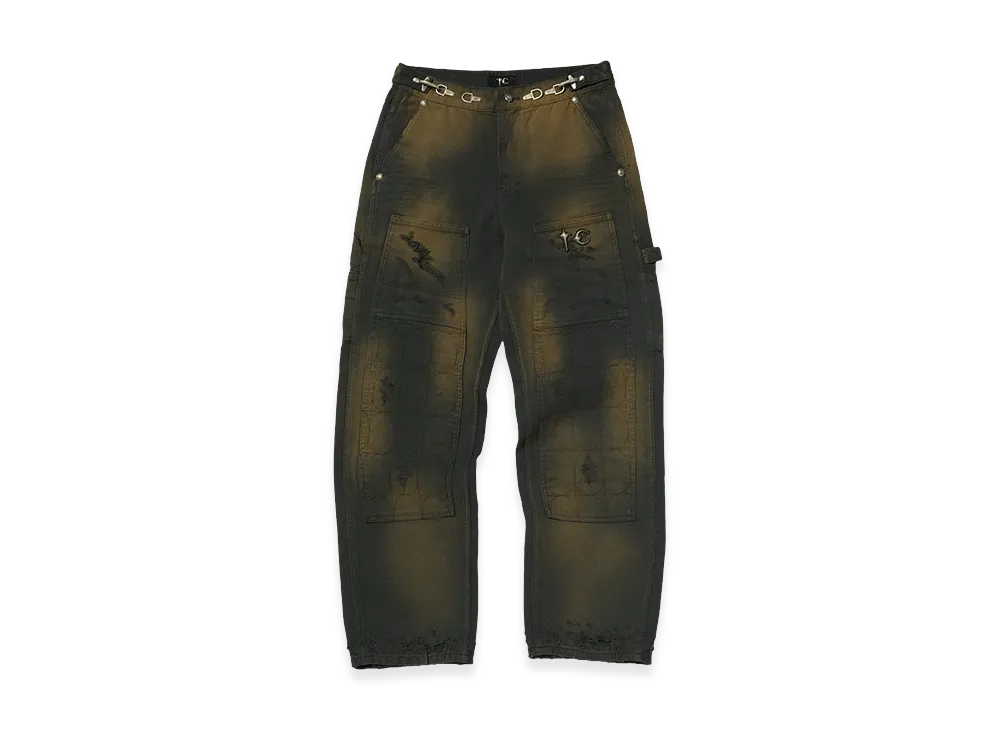 THUG CLUB TC Two Tone Washed Pants "Rust Black"
