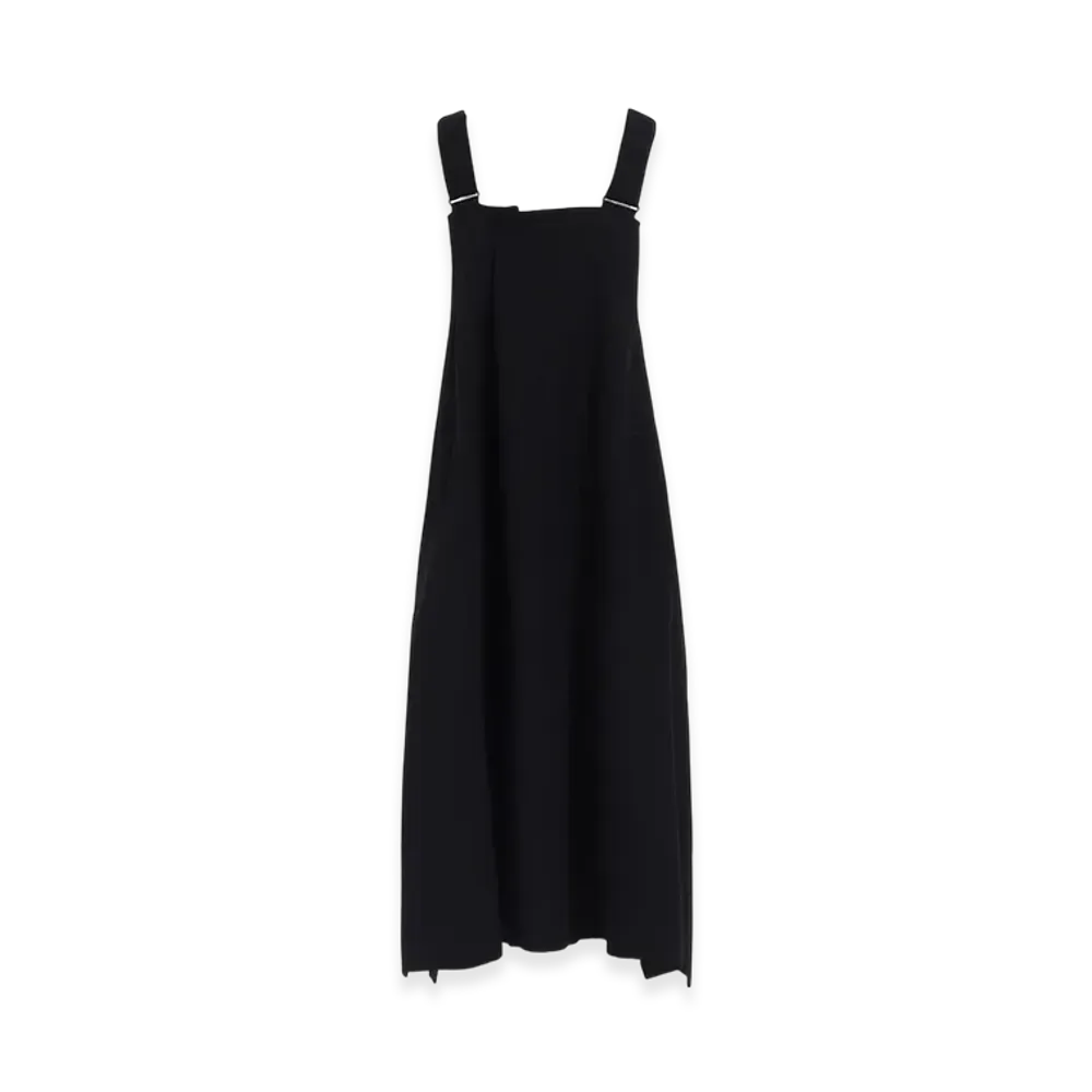 Y's Wool Gabardine Overalls Dress "Black"