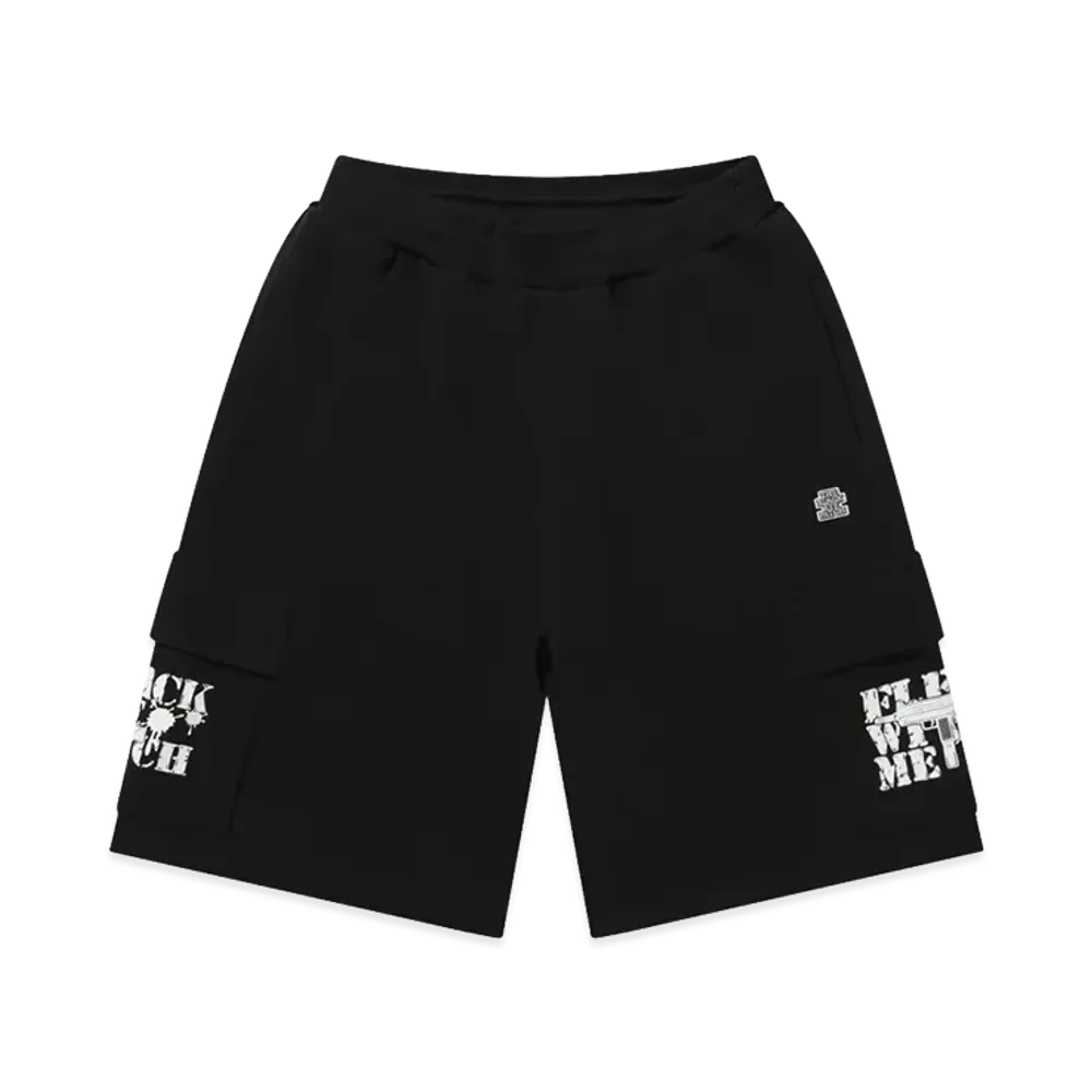 BlackEyePatch x FLEX WIT ME CYPHER FWM Yoko Logo Sweat Cargo Baggy Shorts "Black"