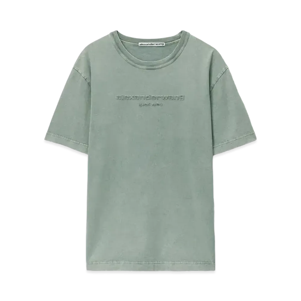 Alexander Wang Cotton Jersey Bicolor T-shirt "Acid Smoke Green"