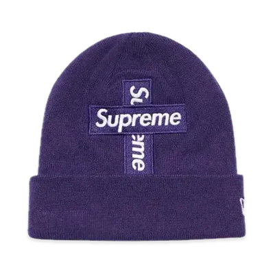 Supreme New Era Cross Box Logo Beanie "Purple"