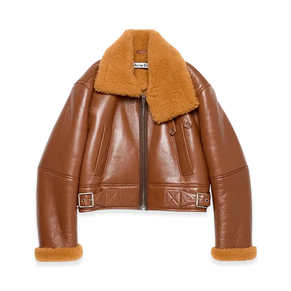 Acne Studios Shearling Biker Jacket "Rust Brown"