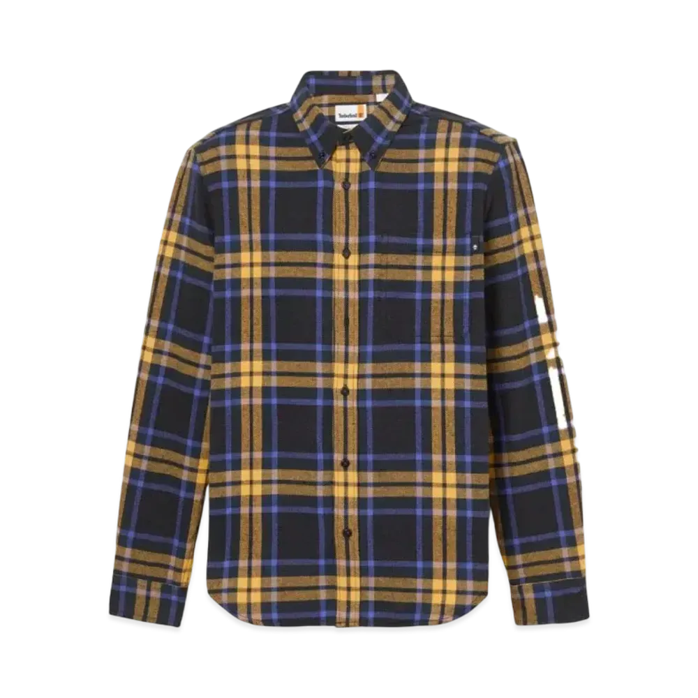 Timberland Men's Long Sleep Heavy Flannel Plaid Shirt "Black"