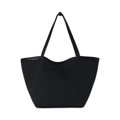 The Row Women's Park Tote Three Canvas Cotton Canvas and Leather Bag "Black/Black/Black"