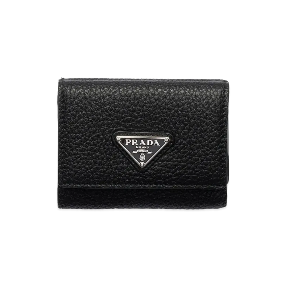 PRADA Vitello Daino Leather Wallet "Black/Burgundy"
