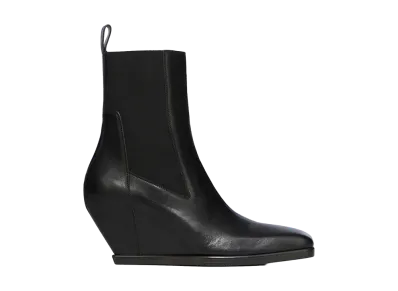 Rick Owens SS26 Wedge Heeled Sliver Washed Calf Leather "Black"