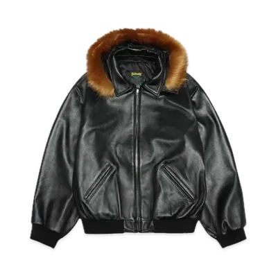 Supreme x Schott Hooded Leather Bomber Jacket "Black"