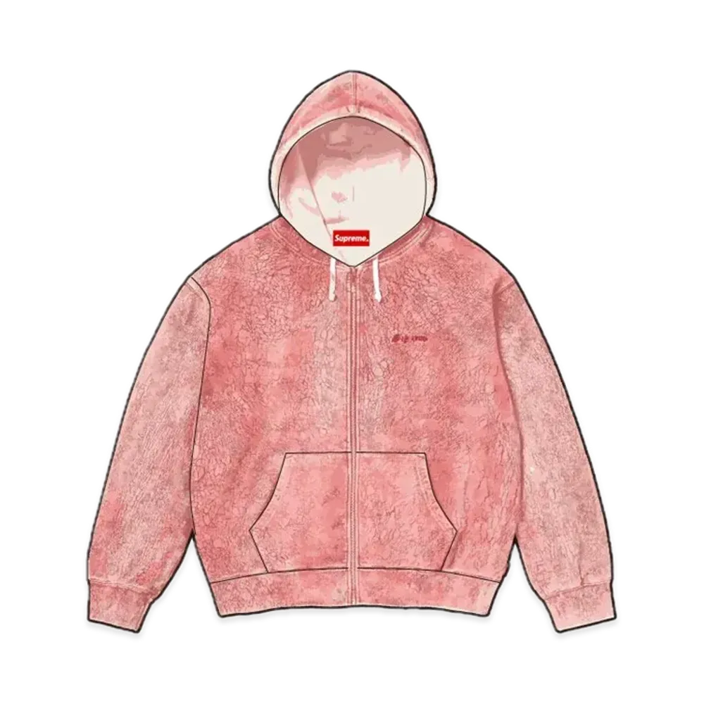 Supreme Crackle Zip Up Hooded Sweatshirt "Red"