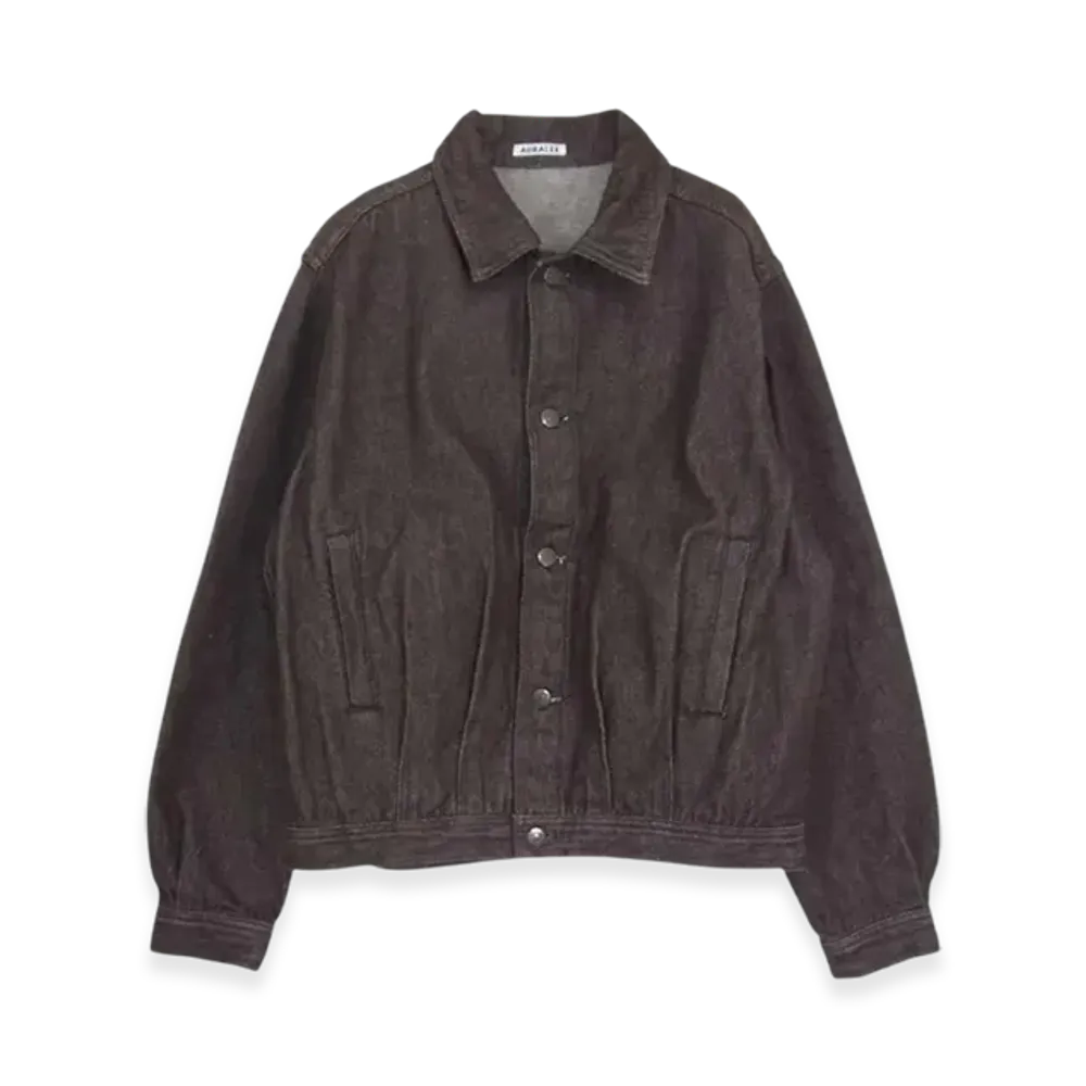 AURALEE Washed Hard Twist Denim Blouson "Brown"