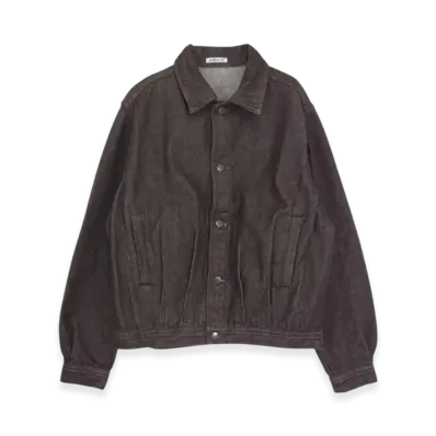 AURALEE Washed Hard Twist Denim Blouson "Brown"