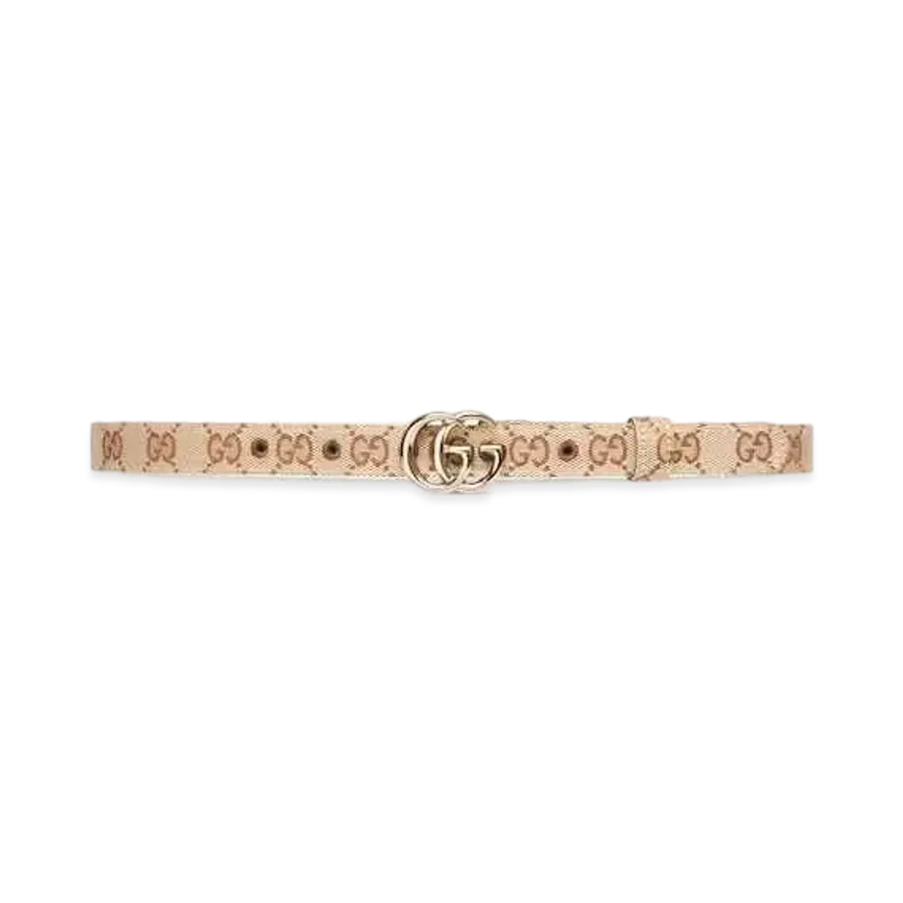 GUCCI GG Marmont Thin Belt GG Canvas "Beige/Ebony"