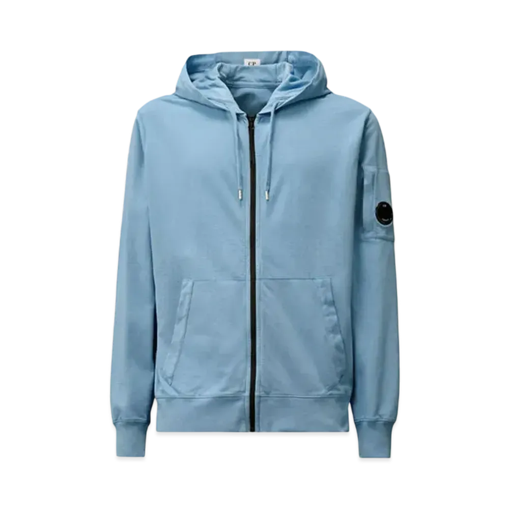 C.P. Company Light Fleece Full Zip Hooded Sweatshirt "Pacific Coast Light Blue"