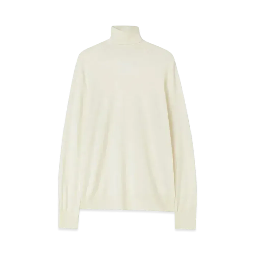 Jil Sander Men's Lightweight Wool High-Neck Sweater "Cornsilk"