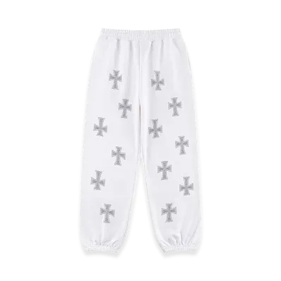 Unknown London White Cross Rhinestone Jogger "White"