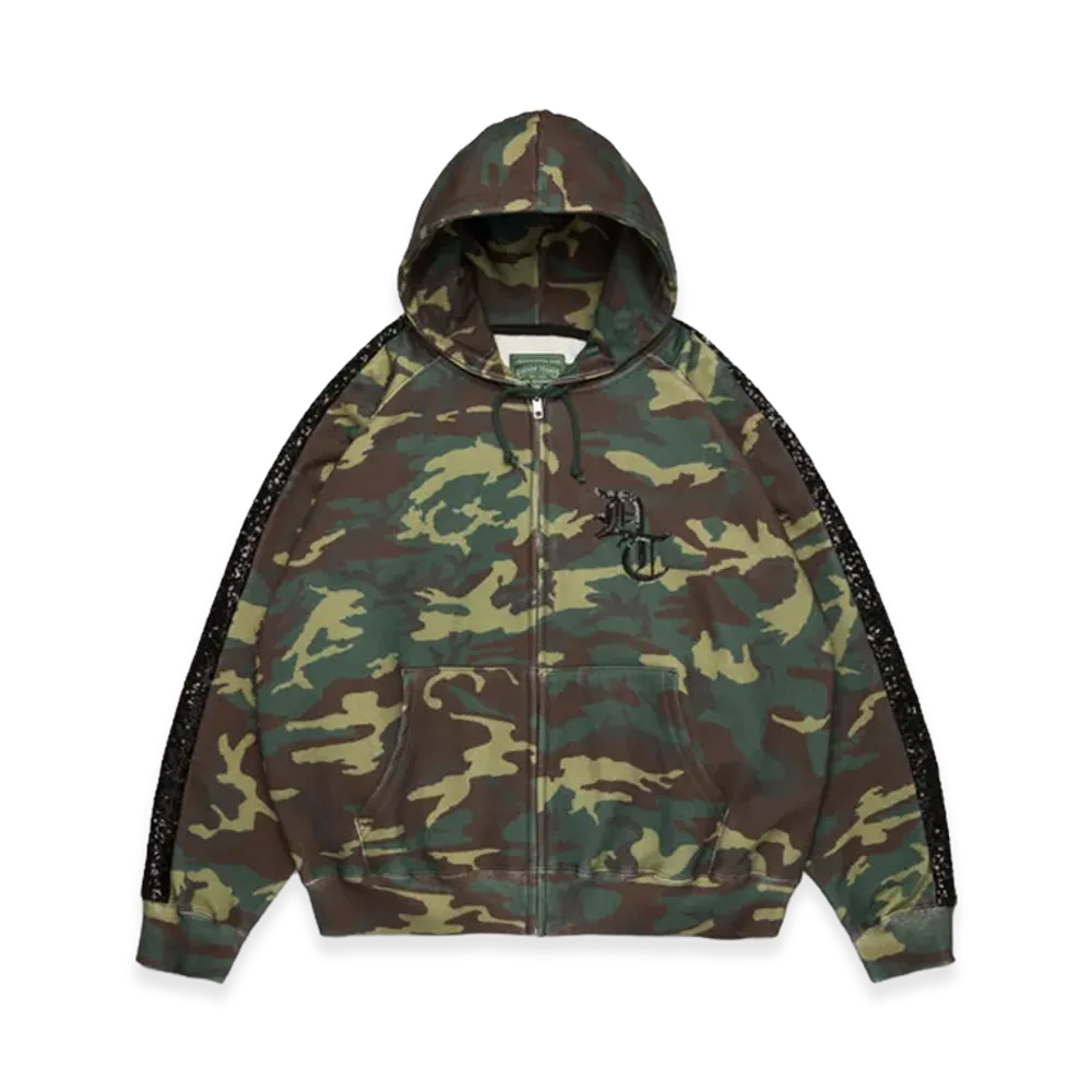DENIM TEARS Sequins Sleeve Panel Zip Hoodie "Camo"