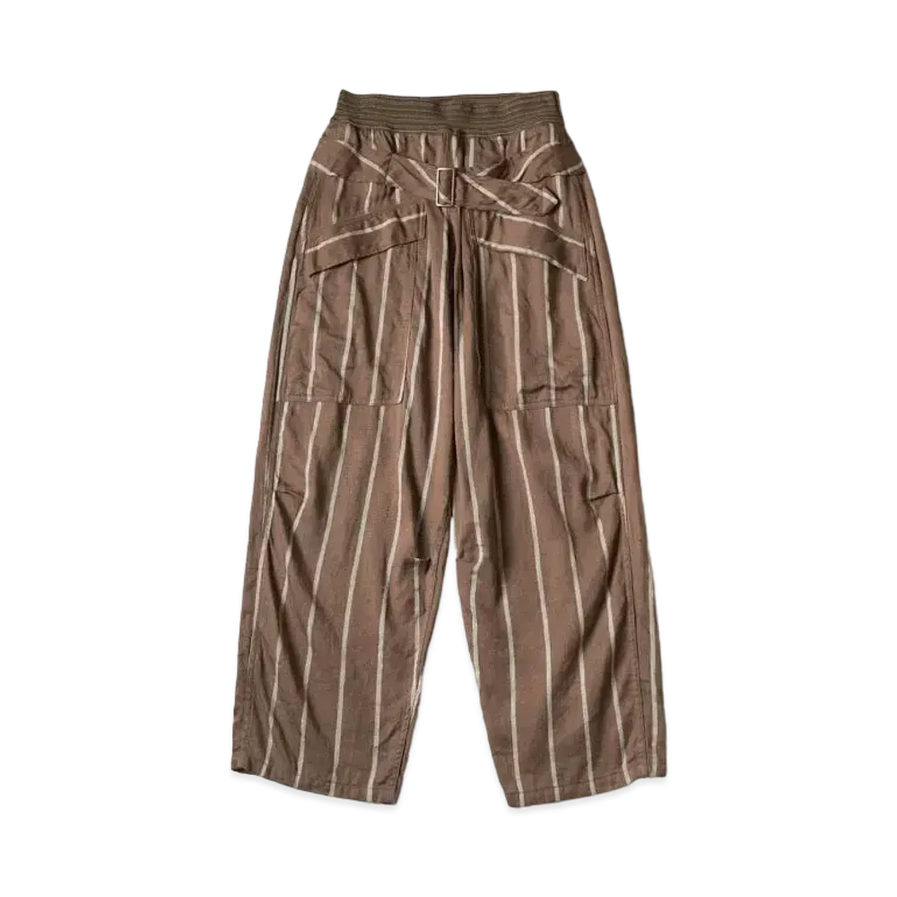 KAPITAL Linen Phillies Stripe Aviator Suit Cut Pants "Brown"