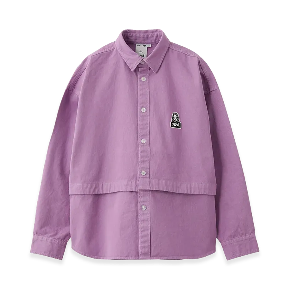 X-Girl Women's Face Patch 2Way Length L/S Shirt "Light Pink"