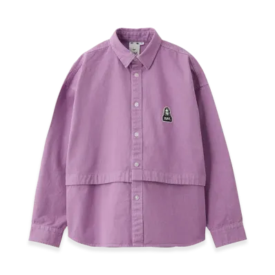 X-Girl Women's Face Patch 2Way Length L/S Shirt "Light Pink"