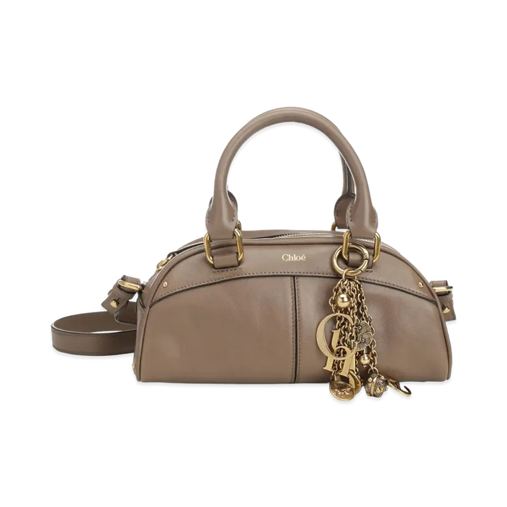 Chloe Women's Leather Small Bowling Chloa Small Handbag "Mud Brown"