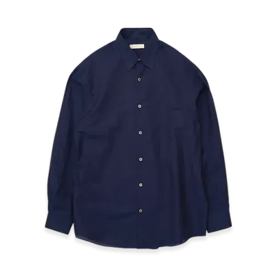 YOKE Cotton Linen Boil Shirts "Navy Stripe"