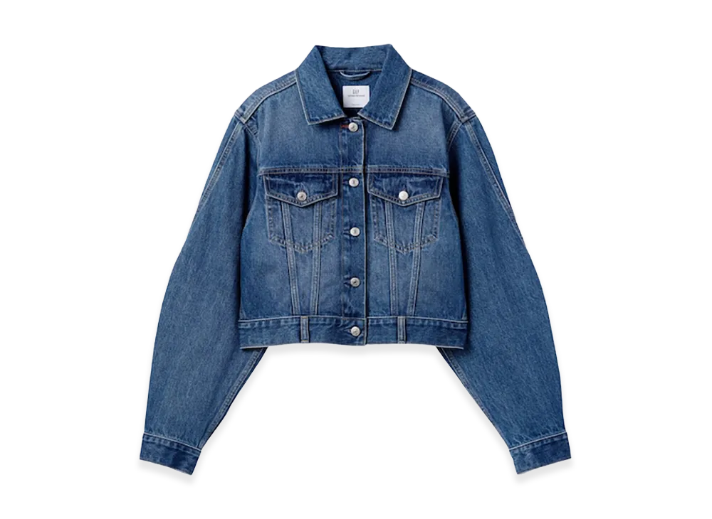 Gap x Victoria Beckham Women's Relax Fit Cropped Denim Jacket "Medium Wash"