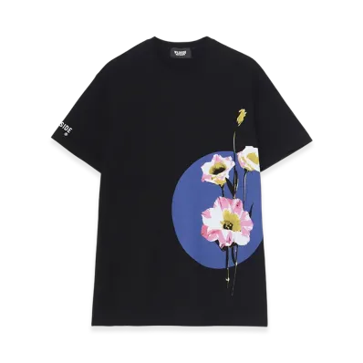 WILDSIDE YOHJI YAMAMOTO Blue Circle Flower T-Shirt "Black"
