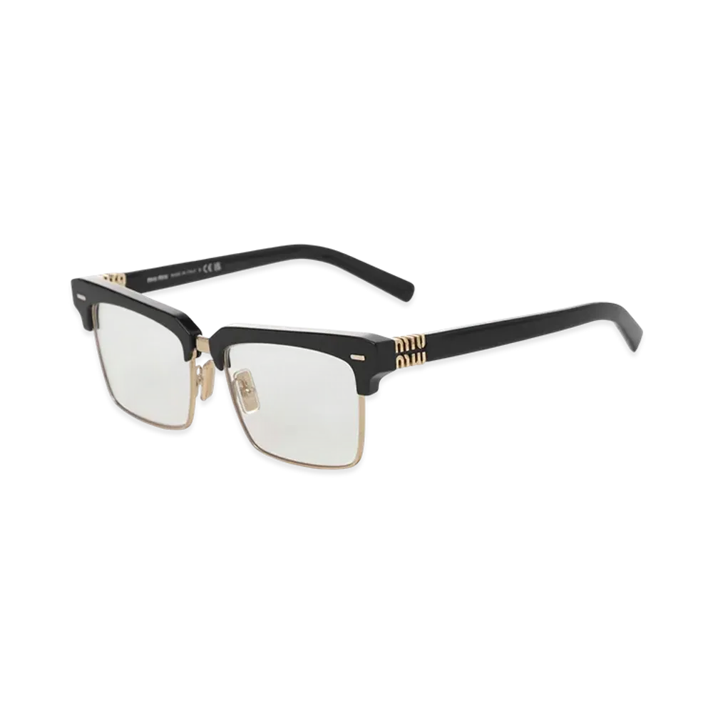 MIU MIU Runway Square Brow Metal Logo "Black/Clear Blue"