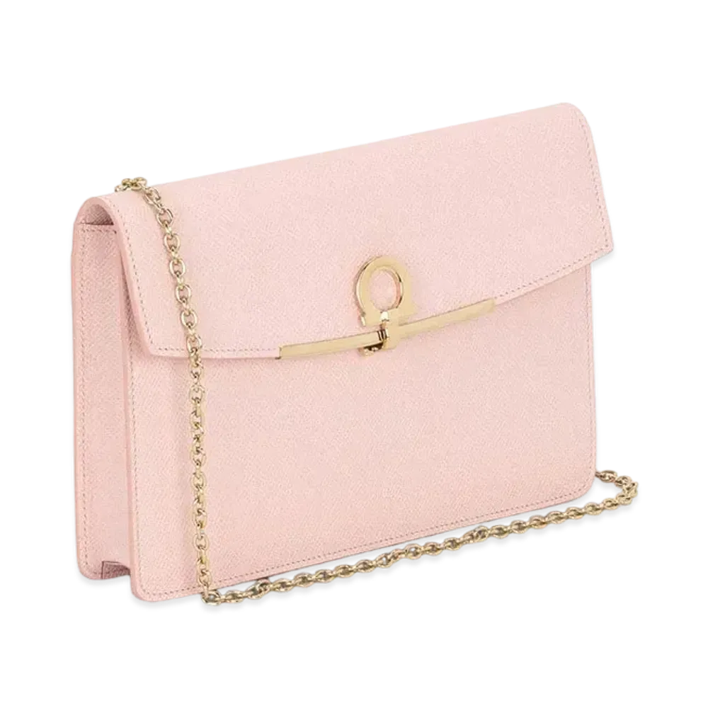 Salvatore Ferragamo Gancini Leather Chain Long Wallet "Pink"