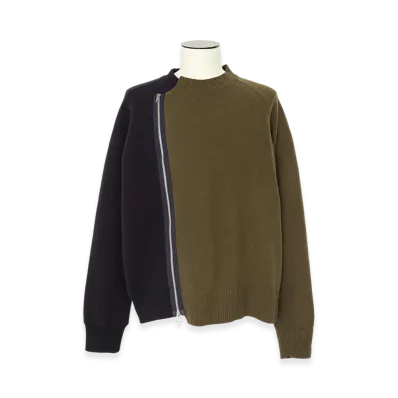 sacai Wool Knit x Sponge Sweat Blouson "Navy/Khaki"
