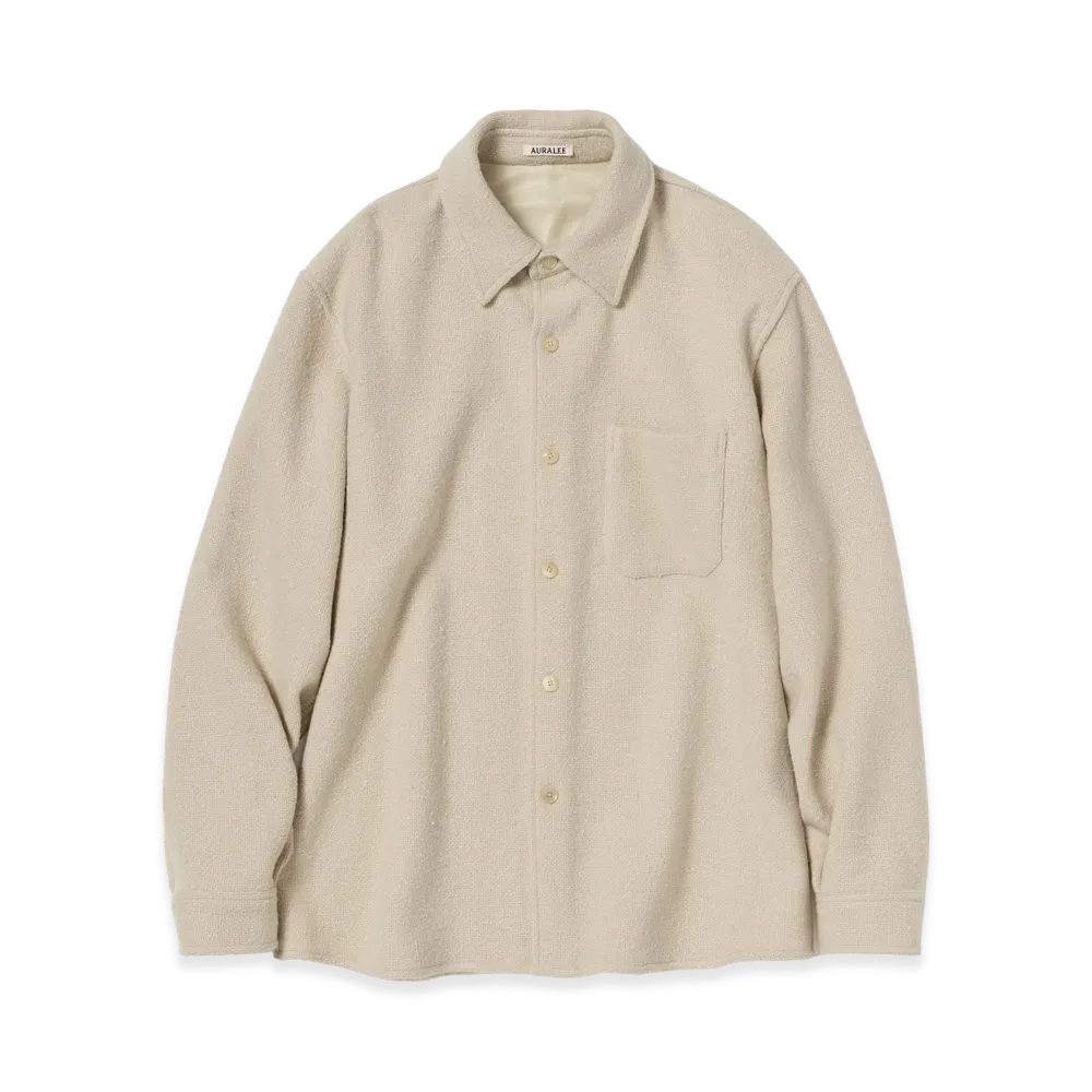 AURALEE Homespun Tweed Shirt Blouson "Ivory Beige"