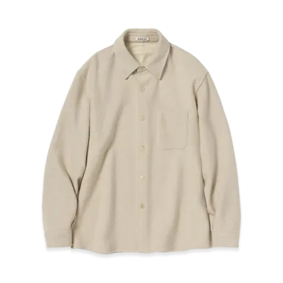 AURALEE Homespun Tweed Shirt Blouson "Ivory Beige"