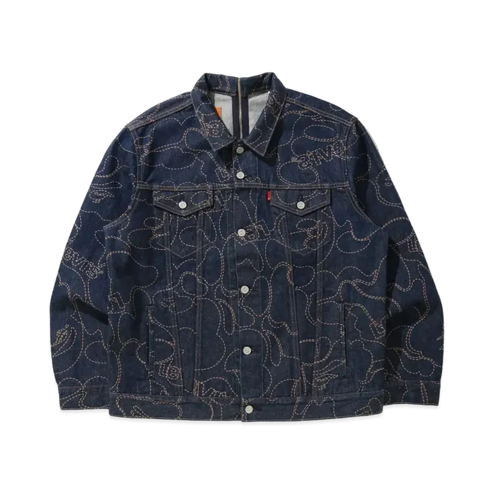 A BATHING APE x Levi's CAMO TRUCKER JACKET "Navy"
