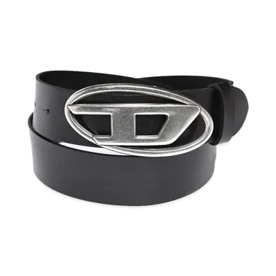 Diesel Pull-Up Leather D Logo Buckle Belt 1DR "Black"