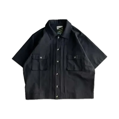 BALLSY.BROTHERS front pleated short length shirt "BLACK"