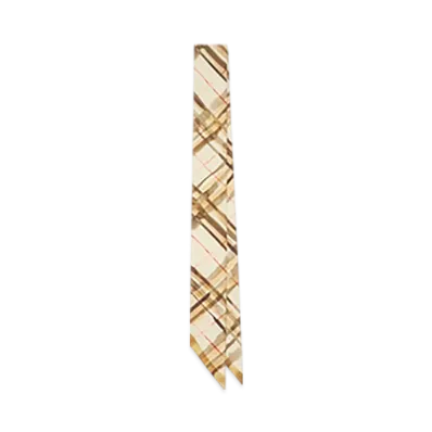 Burberry Skinny Reversible Check Silk Scarf "Nutmeg"