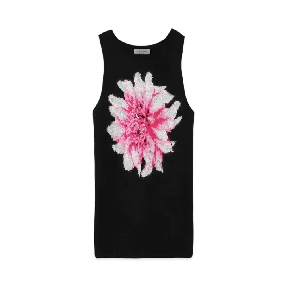 Yohji Yamamoto Pour Homme 7G FLOWER KNIT VEST FLORAL TANK TOP "Pink"