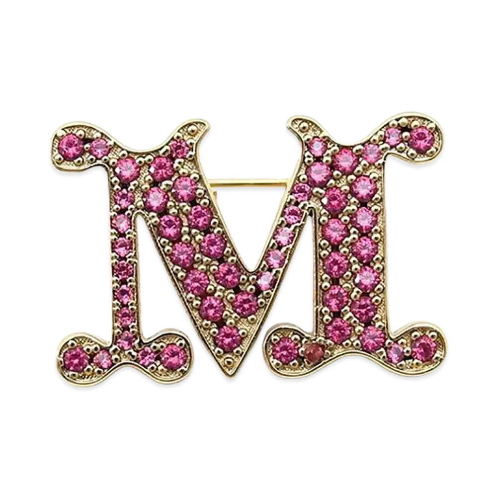 Max Mara Women's Facella Crystal Monogram Brooch "Rose"