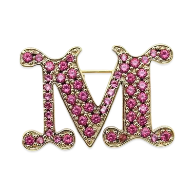 Max Mara Women's Facella Crystal Monogram Brooch "Rose"