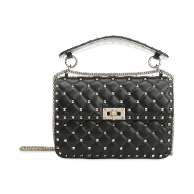 Valentino Women's "Rockstud Spike" Medium Chain Bag "Black"