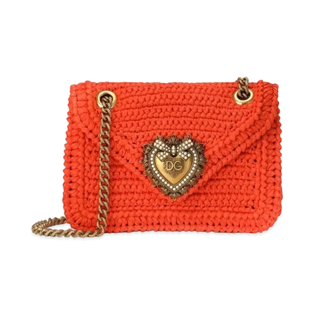 Dolce&Gabbana Devotion Bag Medium Crosse Lafia "Orange"