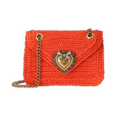 Dolce&Gabbana Devotion Bag Medium Crosse Lafia "Orange"
