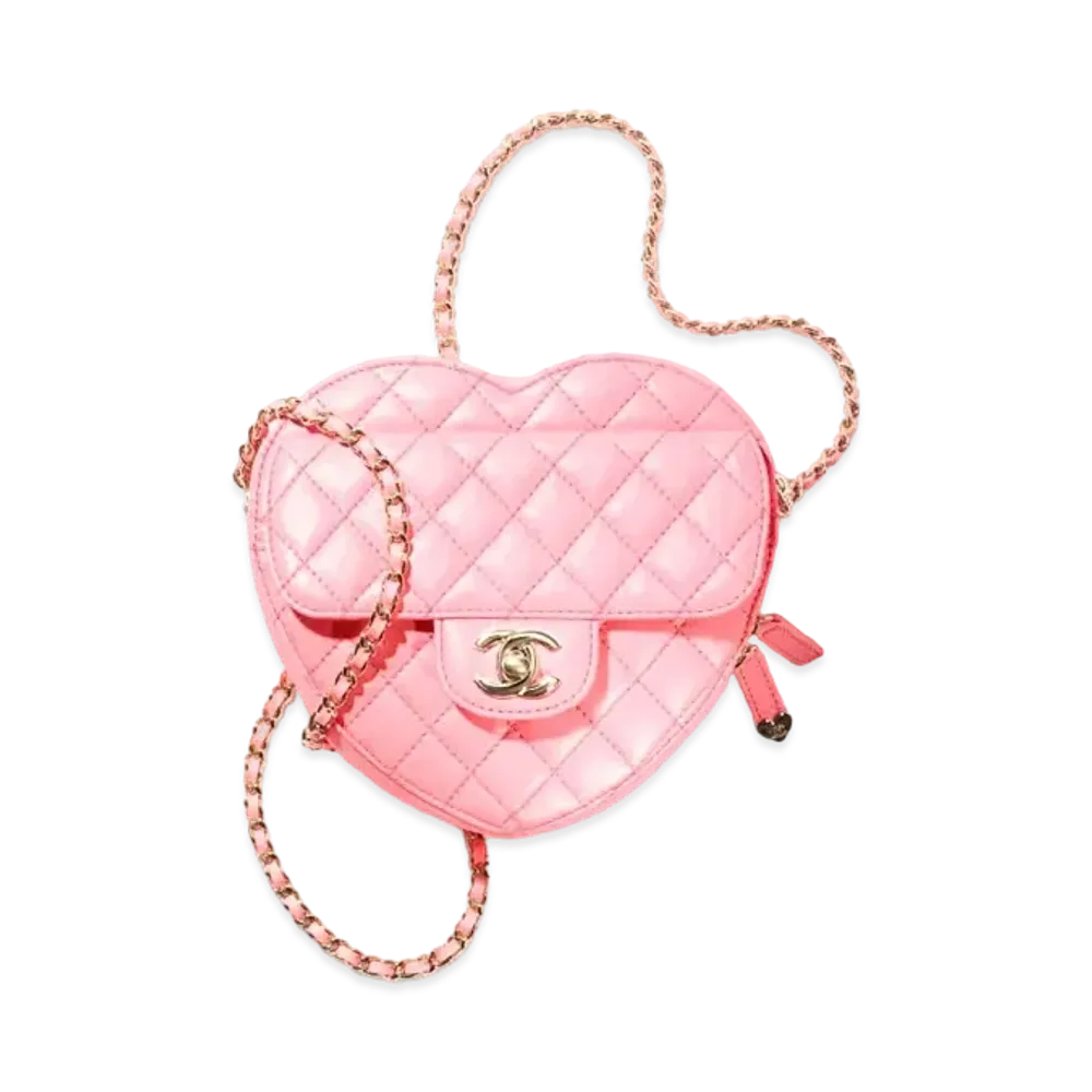 CHANEL Heart Shape Bag Lambskin "Coral Pink"