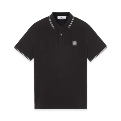 Stone Island 2SC18 Stretch Cotton Pique Short Sleeve Polo Shirt - 23FW "Black"