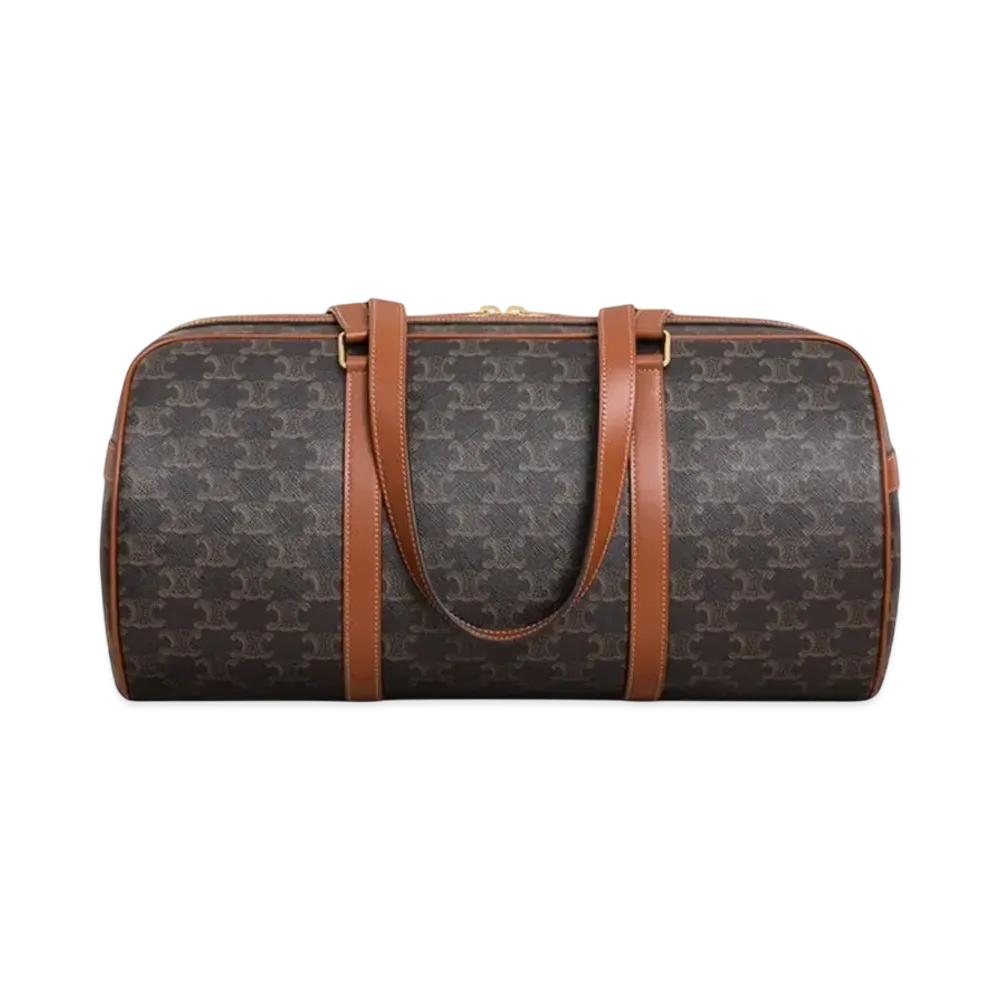 CELINE Gym Bag in Triomphe Canvas & Calfskin "Tan"