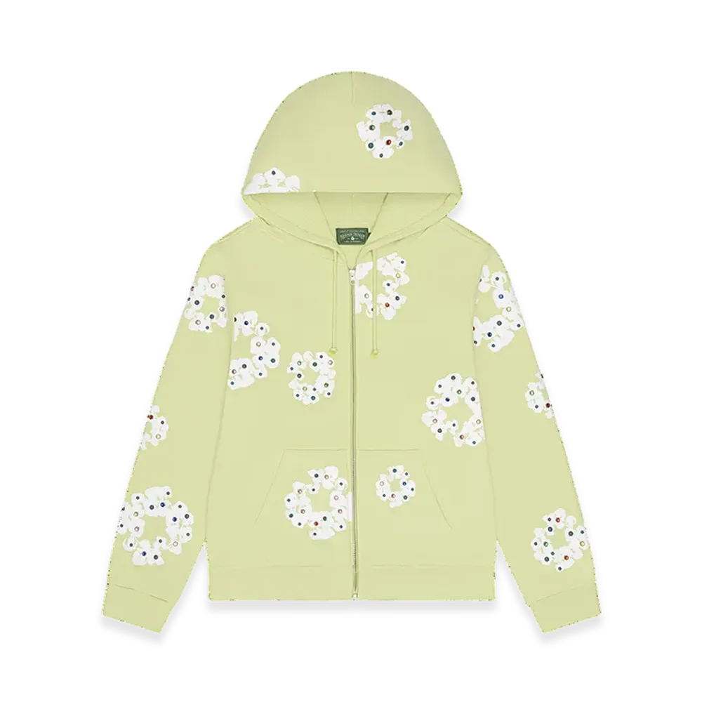 DENIM TEARS Rhinestone Cotton Wreath Zip Hoodie "Mint"