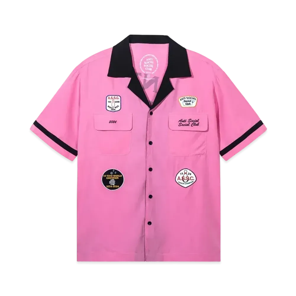 ANTI SOCIAL SOCIAL CLUB SUMMER 24 MAJOR DROP Dark Corners Bowling Shirt "Pink"