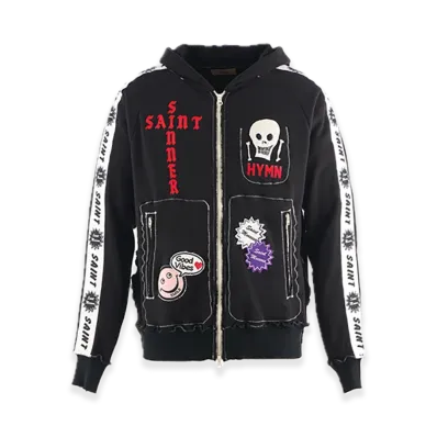 SAINT Mxxxxxx x A LOVE MOVEMENT ALM Knit Zip Hoodie "Black"