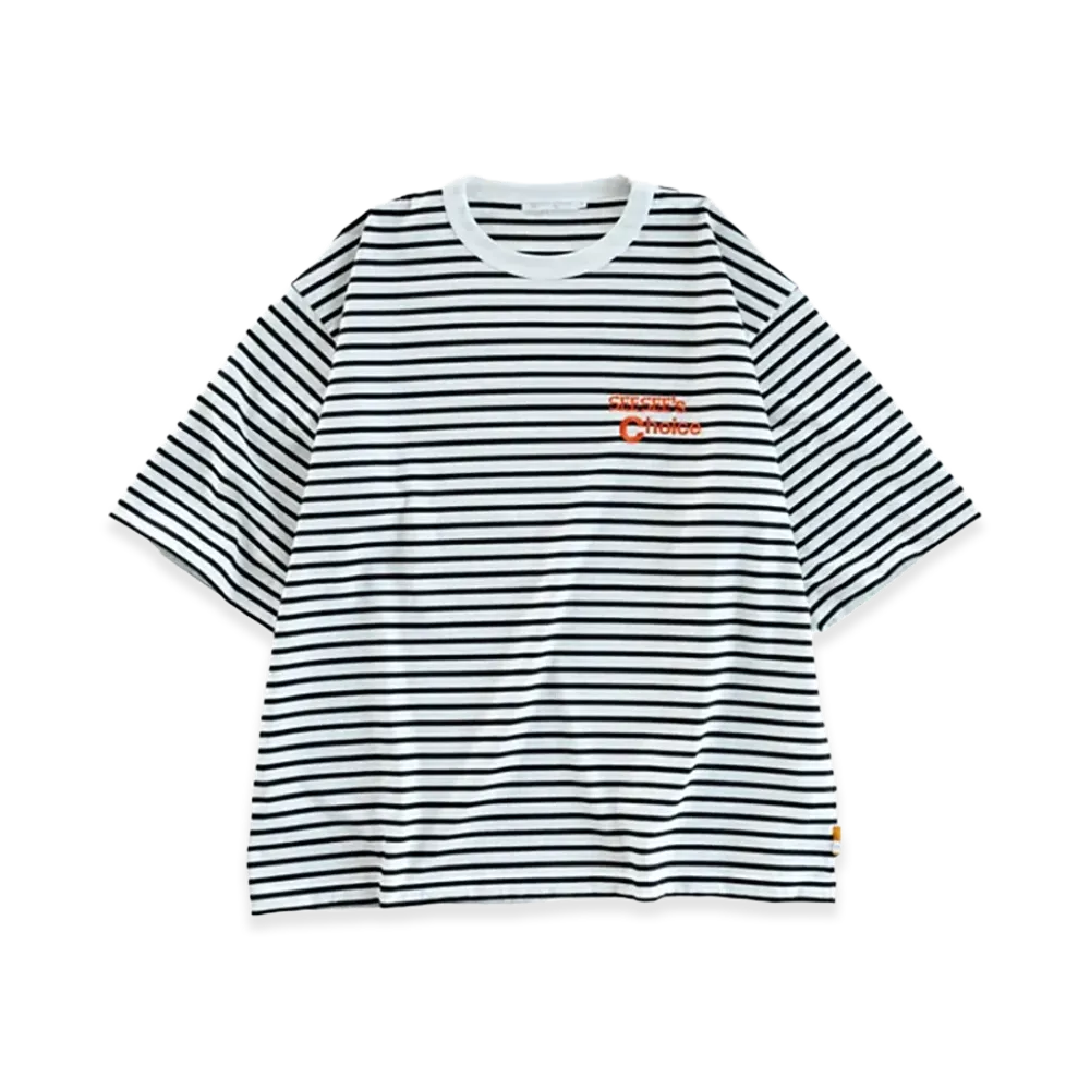 SEE SEE see see's choice Embroidered Border Tee "Black/Orange"